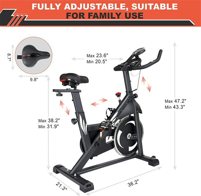 Exercise Bike Stationary - Stationary bike for home - Indoor Cycling Bike with Comfortable Seat LCD Monitor and iPad Holder